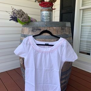 JCrew white and pink top size 6